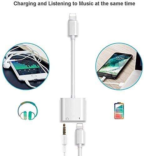 2Pack Lightning to 3.5mm Headphone Jack Adapter for iPhone,[Apple MFi Certified] 2 in 1 Headphone Adapter for iPhone Dongle Charger 3.5mm Jack AUX Audio Splitter for iPhone 12/11/XS /XR/X 8 7 iPad 3