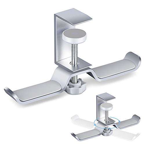 Yueranhu Headphone Holder Hanger Headset Stand Foldable Aluminum Headset Hook, Under Desk for All Headphones Size 1