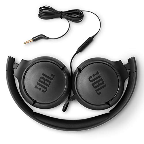 JBL Tune 500 - Wired on-ear headphones, JBL Pure Bass Sound, 1-button remote/mic, Tangle-free flat cable, Lightweight and foldable design, Ask Siri or Google Now (Black) 6