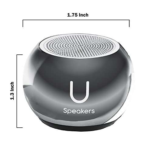 Fashionit U Speakers Mini Bluetooth Computer Speaker 2-Pack Bundle with Matching Speaker, Built-in Mic & Selfie Remote Control, for Workspace, Desktop, Laptop, Mobile, Tablet, PC - Mirror Hematite 3