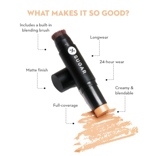 SUGAR Cosmetics Ace Of Face Foundation Stick with In-Built Brush | Lasts 24hrs | Full Coverage Foundation for Women| 7gm - 10 Latte 3