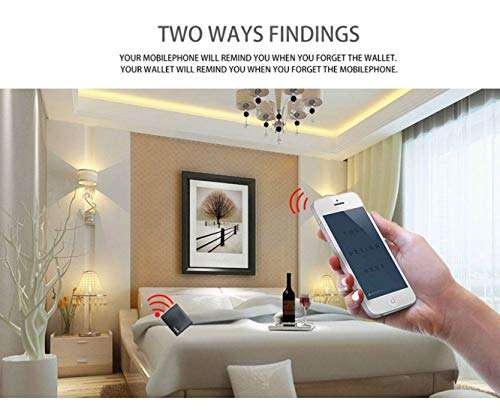 Trackable Anti-Lost Bluetooth Wallet, Intelligent Tracker Finder with Position Locator (Via Phone GPS) Bifold Cowhide Leather Minimalist Credit Card Purse (Black, Horizontal) 3