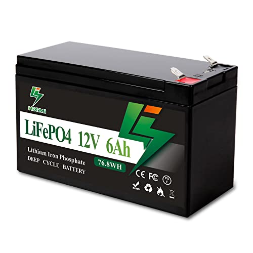 HiXiMi Lithium Battery 12V 6Ah LiFePO4 Lithium Iron Phosphate Rechargeable Battery with 10A BMS for Small UPS Fish Finder Kids Scooter LED Light Alarm System Security Camera Camping 1