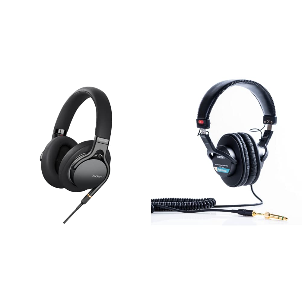 Sony MDR1AM2 Wired High Resolution Audio Overhead Headphones, Black (MDR-1AM2/B) & MDR7506 Professional Large Diaphragm Headphone 1