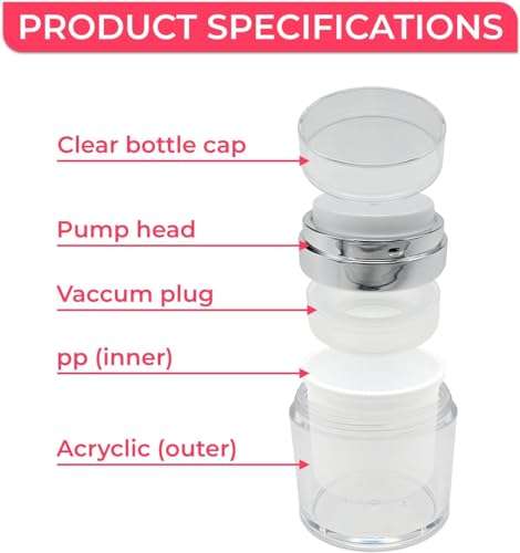 BRONZ 1.7 Oz Airless Pump Jar, Refillable Moisturizer Container Vacuum Bottle with Lid, Travel Size Leak Proof Empty Container with Moisturizer Pump Dispenser for Makeup Lotion 3