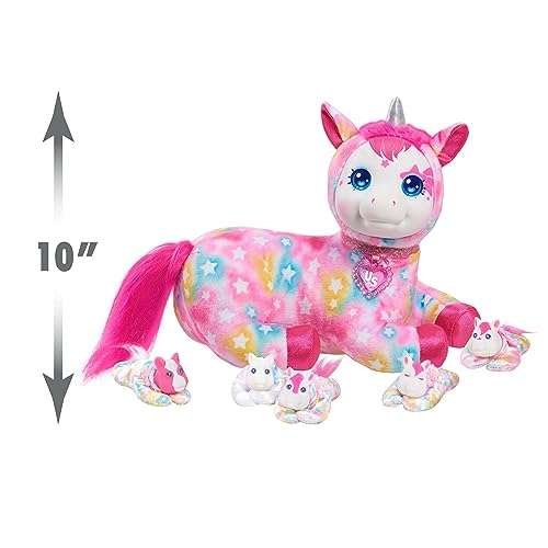Unicorn Surprise 14-inch Licorice Stuffed Animal with Unicorn Babies, Star Pattern, Kids Toys for Ages 3 Up by Just Play 5