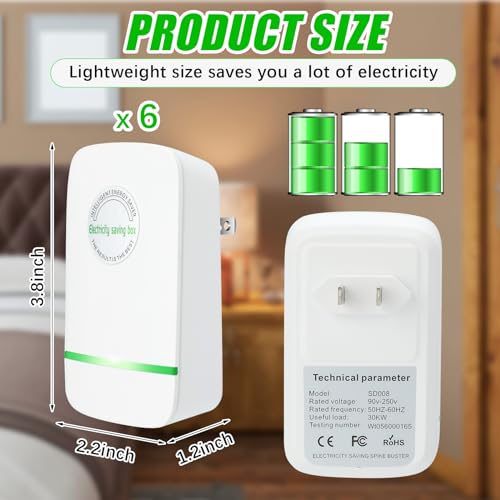 Copkim Stop Watt Energy Saving Device Electricity Saving Box Power Saver Efficiency Energy Saver Device for Home Office Market Electric Machine US Plug 90V-250V 30KW(6 Pcs) 2