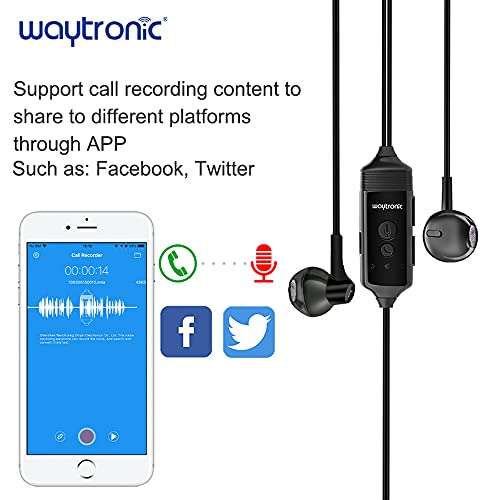 Waytronic Call Recorder Earphone - Suitable for Mobile Phone Headset, Skype, Facebook, WhatsApp - Video & Audio Record (with Connector) 2