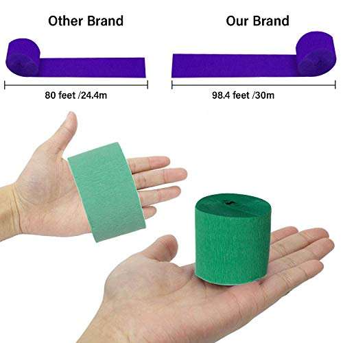 98.4 Feet Crepe Paper Streamers | Pack of 9 Color Rolls | Party Rainbow Decorations in Red, Orange, Yellow, Green, Blue & Purple | Fun Colorful Birthday, Booth Backdrop, Wedding Ceremony, Festival & Event Decor 4