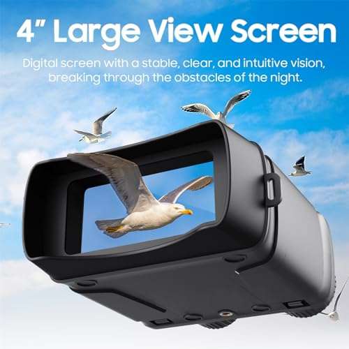 4K Night Vision Goggles - 4'' Large Screen Rechargeable Night Vision Binoculars for Adults, Video Clearly in Low Light for Hunting & Save Photo, Digital Infrared Binoculars Night Vision Scope 2
