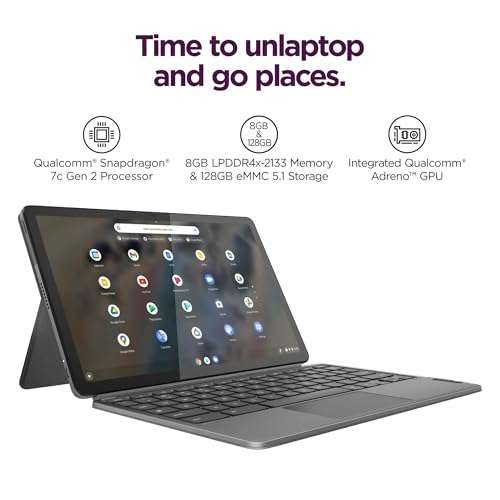 Lenovo Chromebook Duet 3 2-in-1 Laptop Tablet w/Detachable Keyboard (11" QHD IPS Touchscreen, 8-Core Qualcomm CPU, 8GB RAM, 128GB eMMC) Lenovo USI Pen, 8MP Webcam, Wi-Fi, Chrome OS, Grey 5
