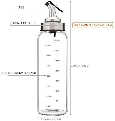 PrimeWorld Borosilicate Glass Oil and Vinegar Bottle Set 500 ml for Kitchen use 0.5 L Leak Proof Dispenser with Nozzle 1 pcs (White) 3