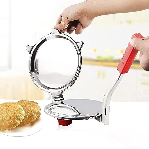Alpenika Stainless Steel Puri Maker New Press Machine for Home and Kitchen for Making Papad khakhra poori roti and Many More Manual Hand Press with Handle (ROTI/PURI MAKER) 5