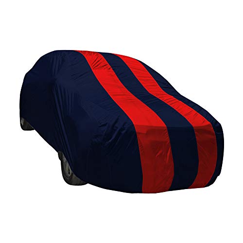 Auto Hub Car Cover Compatible Hyundai Verna Fluidic (Model : 2013-2017) with Mirror Pocket, Water Resistant, Triple Stitched, Verna Fluidic Car Cover- Navy-Red 5