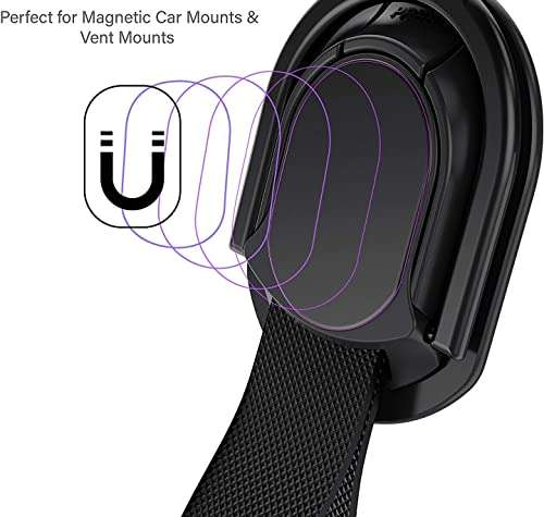 Ghostek LOOP Magnetic Phone Strap Holder for Hand with Kickstand Ergonomic Finger Grip Works with Car Mounts and Detachable for Wireless Charging Designed for iPhone, Galaxy, Pixel Case Covers (Black) 2