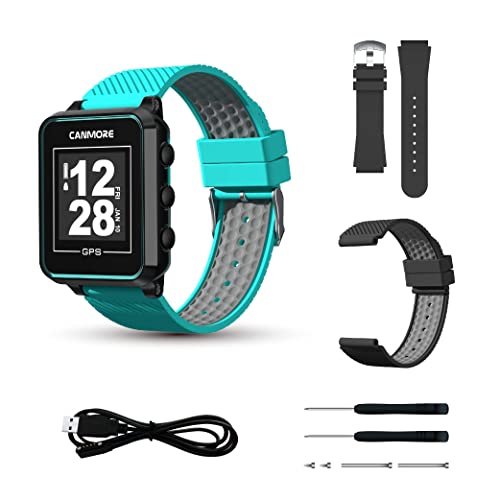 CANMORE TW 353 Golf GPS Watch Turquoise - (Bundle) a Replacement watchband, Charging Cable and Tool - Essential Golf Course Data and Score Sheet - Minimalist & User Friendly - 40,000+ Free Courses 1