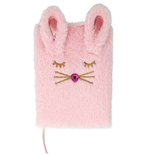 Bunny Kisses Fluffy Pink 7 x 5 Fabric and Paper Children's Diary with Bookmark 1
