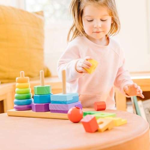 Melissa & Doug Geometric Stacker - Wooden Educational Toy,25 count(pack of 1) 5