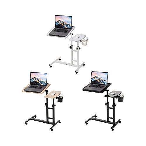 Farios Adjustable Laptop Desk with Wheels, Overbed Bedside Desk, Wheels Height Adjustable Desk Cart,Standing Laptop Desk,Moveable Laptop Stand,Tilting Over Bed Table,Rolling Laptop Stand-White. 6