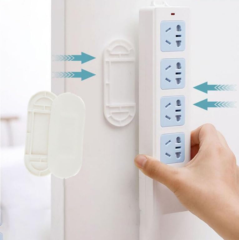 Self Adhesive Power Strip Holder, Wall Mounted Drill Free Non Marking Socket Fixer, Desktop Mobile Socket Holder for Kitchen Home Office Cable Management 5