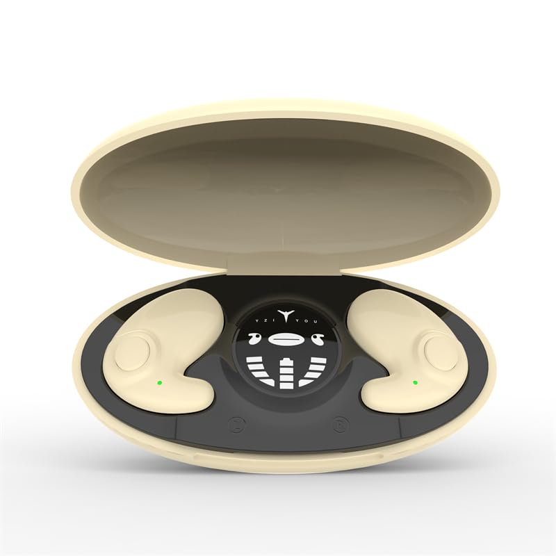 Ultra-Thin Wireless Earphones, Ear-clinging Comfort, Sleep Bluetooth Headset, Binaural, 5 Mini Sports Earbuds, Waterproof (Khaki)