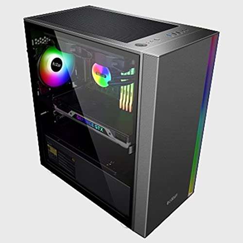 PCCOOLER Platinum LM300 ARGB M-ATX Mid-Tower Gaming Cabinet with Tempered Glass Side Panel, ARGB Light Strip and Dust Filters - Metallic Grey 2