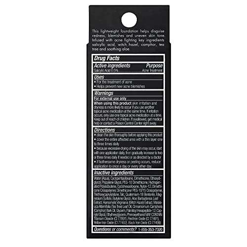 e.l.f. Acne Fighting Foundation, Full Coverage, Lightweight, Evens Skin Tone, Reduces Redness, Fights Blemishes, Caramel, 6 Shades, SPF 25, Infused with Salicylic Acid and Tea Tree, 1.21 Fl Oz 3