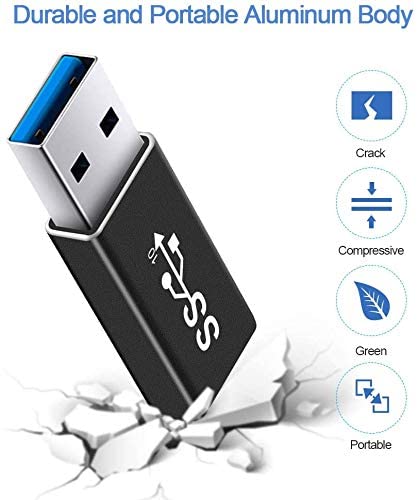 HANUMEX® 1 Pic USB C Female to USB 3.0 Male Adapter Cable: Super Speed Data Transfer, USB 3.1 Gen A to Type C Connector for Laptops, PCs, Chargers, and Power Banks (Black) 4