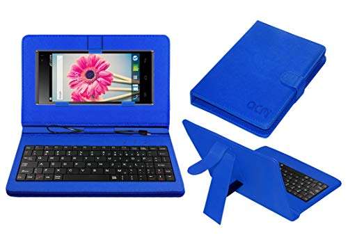 ACM Keyboard Case Compatible with Lava Iris 504q+ Mobile Flip Cover Stand Plug & Play Device for Study & Gaming Blue 1