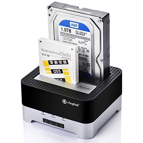 Clone Dock HDD duplicator Disk Drive Hard Reader SATA Hard Drive Docking Station USB 3.0 SSD HDD Docking Station Dual Bay for 2.5 or 3.5inch HDD with Hard Drive Duplicator/Cloner 12 TB (Docking) 2