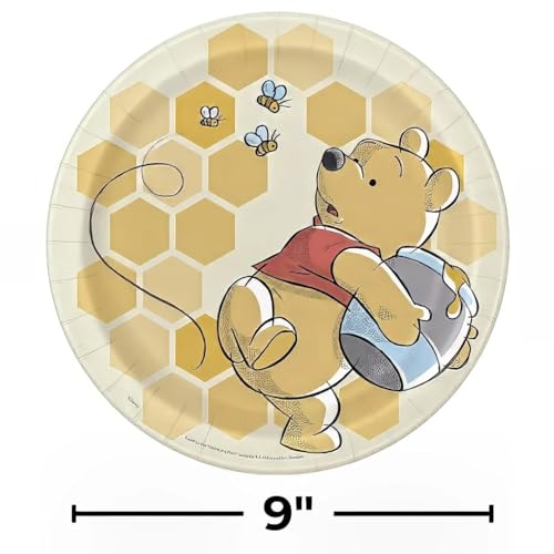Unique Disney Winnie the Pooh Dinner Plates 9" - (Pack of 8) - Colorful Party Plates, Perfect for Birthdays and Celebrations 2