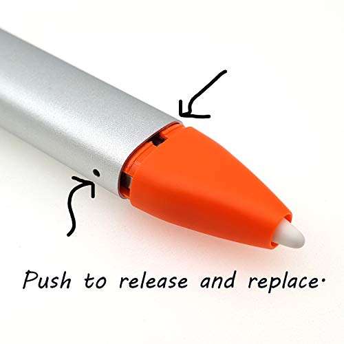 Replacement Pencil Tips + Pencil Cap Set Compatible with Logitech Crayon Digital Pencil, Replacement Accessories Pencil Nib+Pencil Nib Cover+ Protective Pencil Cap Combo for Logitech Crayon,Orange 2