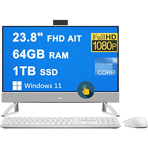 Dell Inspiron 5000 5410 24 AIO Desktop 23.8" FHD AG AIT InfinityEdge Touchscreen 12th Generation Intel 10-Core i5-1235U (Beats i7-1195G7) 64GB RAM 1TB SSD USB-C HDMI FHD Camera Win11 White 1