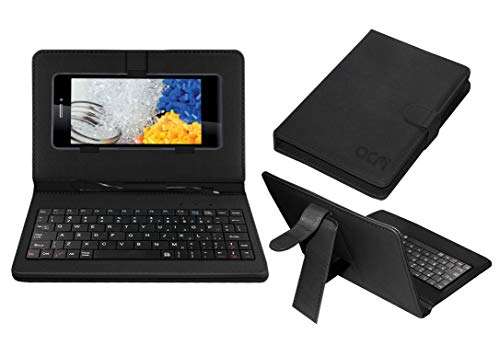 Acm Keyboard Case Compatible with Iball Andi 5k Infinito 2 Mobile Flip Cover Stand Plug & Play Device for Study & Gaming Black 1