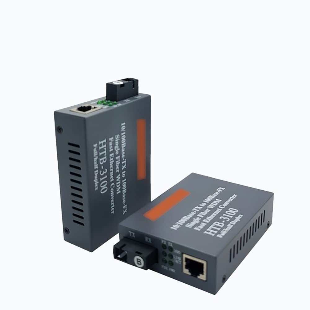Single Mode Fiber Transceiver, 20Km Single-Mode Single-Fiber Optical Fiber Transceiver, 100M Media Converter Photoelectric Signal Converter Single-Mode Fiber Transceiver 2