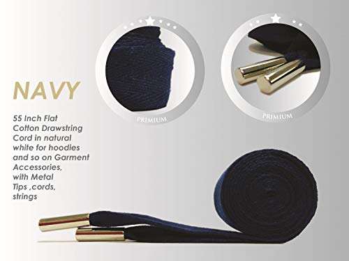 Beyond Trim Drawstring Cord Rope - Flat Cotton with Metal Tips 55 Inch Replacement Piping Drawcord String Clothing Hoodie Sewing DIY Crafts BR1115-B 6