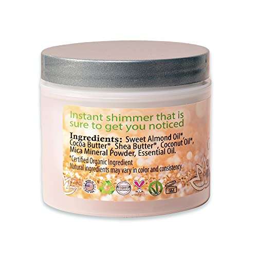 GLIMMER GODDESS Organic Whipped Body Butter - Super Level 3 Rose Gold Body Shimmer - Moisturizing & Nourishing Skincare with Natural Ingredients - Deep Glow & Hydration for All Skin Types - 4.0 oz 2