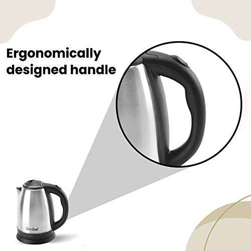 GREENCHEF Automatic Stainless Steel Electric Kettle (Silver Black,1.5L),600 Watts,1.5 Liter 3
