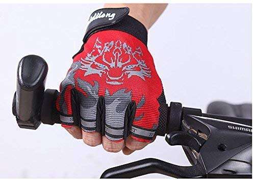 Kids Cycling Fingerless Gloves Boys Girls Half Finger Riding Gloves Outdoor Sport Mittens Child Shockproof Non-Slip Gel Gloves for Motorcycle Bike Camping Hiking Climbing Fitness UV Protection Gloves 2