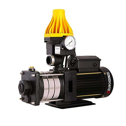 EUROMOLTEN 1Hp Water Pressure Booster Pumps with Automatic Pump Controller for Bathroom, Shower & Home Use, SS Impeller & Diffuser, Made of 100% Copper Windings(4 Bathrooms + Kitchen) 2