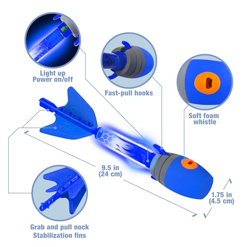 Zing HyperStrike FireTek Bow Archer Pack, Light Up Bow and Light Up Zonic Whistle Arrows, Shoots Arrows Over 200ft, Outdoor Play with Friends and Family, for Ages 14+ (Blue) 4