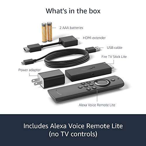 Fire TV Stick Lite, free and live TV, Alexa Voice Remote Lite, smart home controls, HD streaming 5