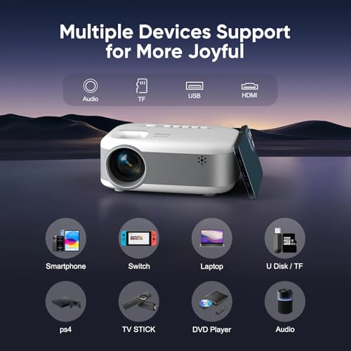 PANSEBA Mini Projector, 2025 Upgraded 1080P HD Projector, Portable Projector with Bluetooth, Movie Projector Compatible with Smartphone/Laptop/TV Stick/HDMI/USB 6