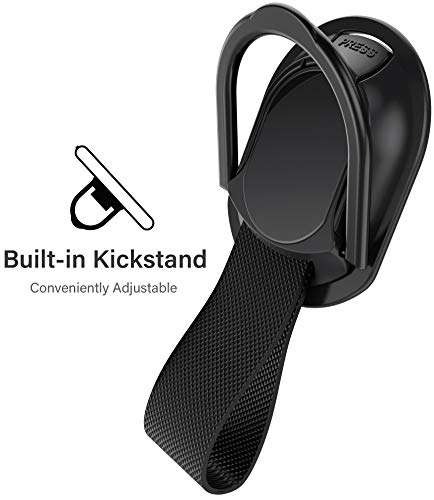 Ghostek LOOP Magnetic Phone Strap Holder for Hand with Kickstand Ergonomic Finger Grip Works with Car Mounts and Detachable for Wireless Charging Designed for iPhone, Galaxy, Pixel Case Covers (Black) 3
