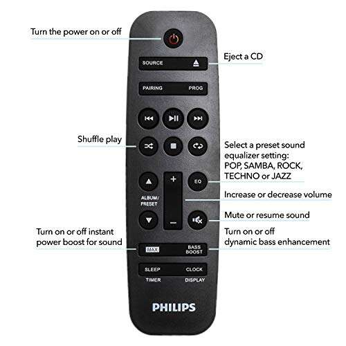 PHILIPS FX10 Bluetooth Stereo System for Home with CD Player , MP3, USB, FM Radio, Bass Reflex Speaker, 230 W, Remote Control Included 5