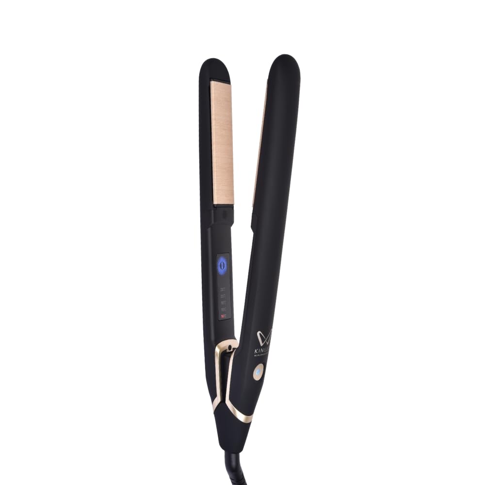 KINUJO W -Worldwide Model- Black | Flat Iron Hair Straightener | Adjustable Temperature: 140~220℃ (284~392F) | Japanese Technology Silk Plate to Minimize Hair Damage 1