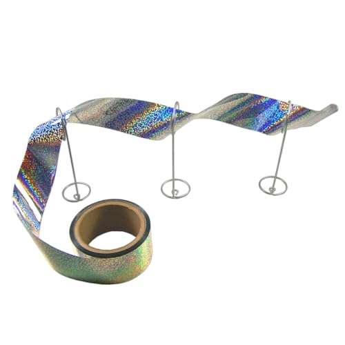 Bird-X Irri-Tape, Holographic Bird Scare Tape, Iridescent Foil Reflective Tape for Multi-Sensory Attack, Easy to Install, 2" W x 25' L 6