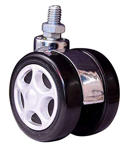 YANA Threaded Twin Heavy Duty Alloy Castor Wheels Set of 5 Pcs for Revolving Chairs, Adjustable Stool-Doctor/Kitchen Stool/Office Stool/Chair/Cafeteria Stool/Bar Stool and Other Revolving Products 6