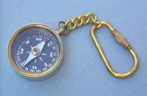 Brass Magnetic Needle Pocket Compass Device with Hook Aluminium Flat Compass 1.5 inches 4