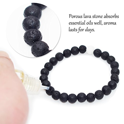 PLUXL Yin And Yang Elastic Lava Stone Essential Oil Diffuser Bracelet (pack of 2) 2
